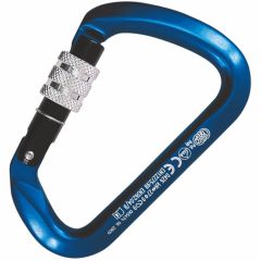 Carabiner Large Multiuse Aluminum Carabiner - Screw Locking - Blue with Black Gate